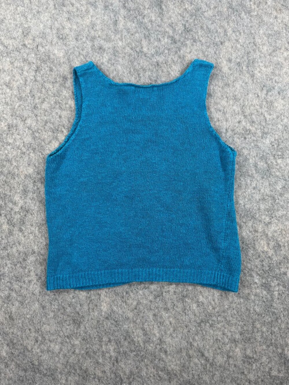 Vintage Renee Tener for Jeanne Pierre Knit Tank Top Blue Graphic Sz M - Picture 6 of 8